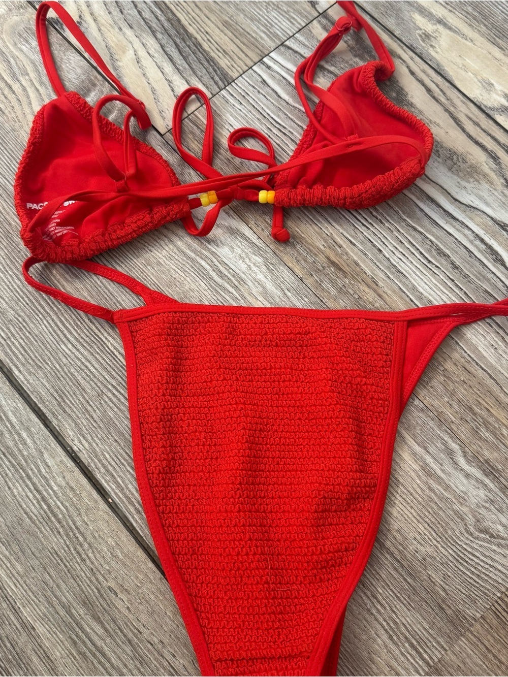 PacSun Red Textured Triangle Bikini Set - Picture 4 of 4